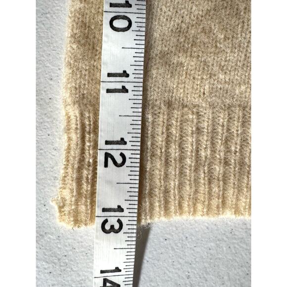 VINTAGE 90s Abercrombie Wool Blend Sweater Cream Pink Size M Preppy Minimalist - Picture 10 of 12